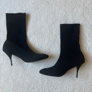 Stuart Weitzman Black Stretch Sock Stiletto Booties